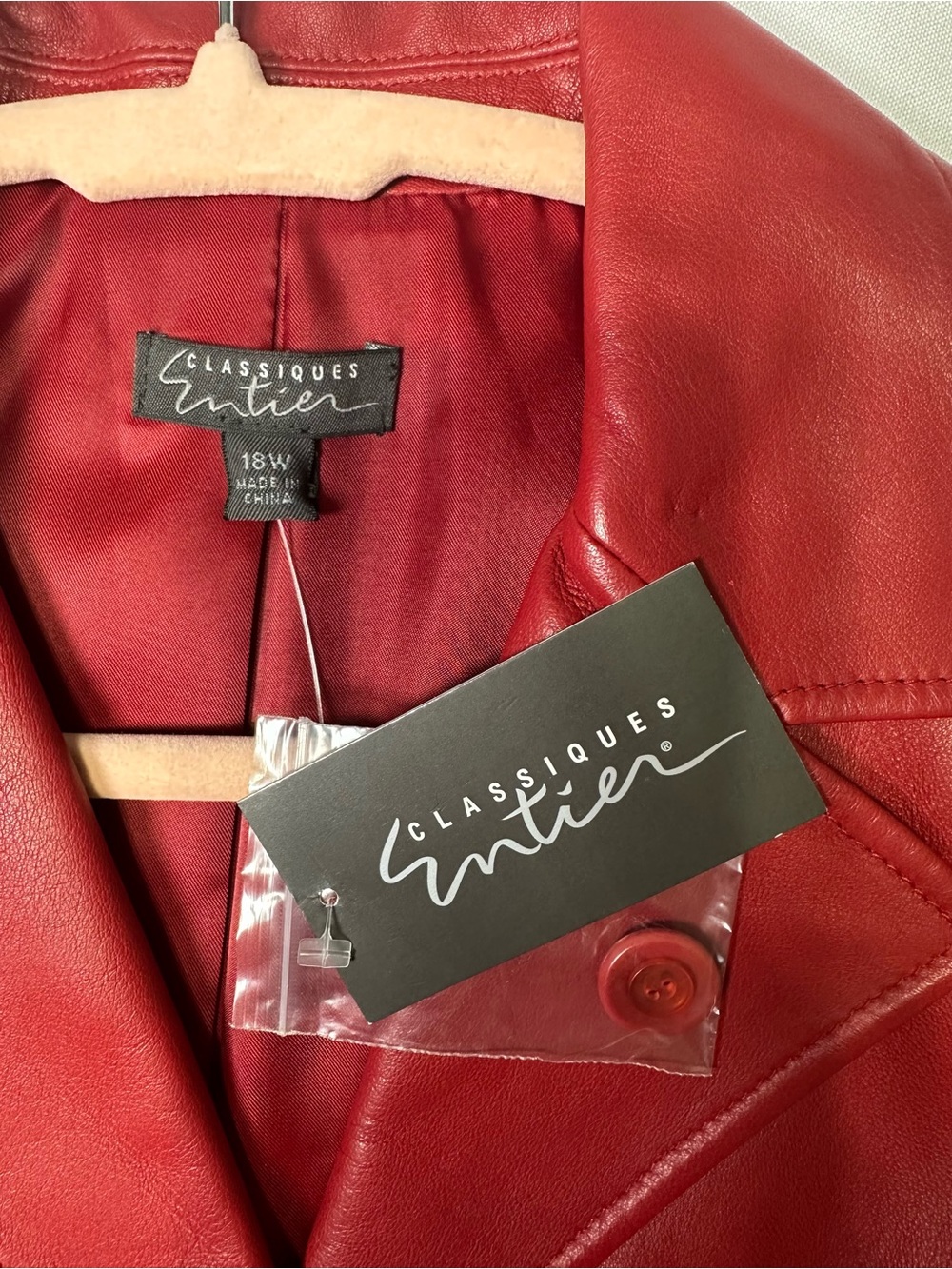 Classiques Entier Red Leather Women's Coat Size 18 - Picture 3 of 9